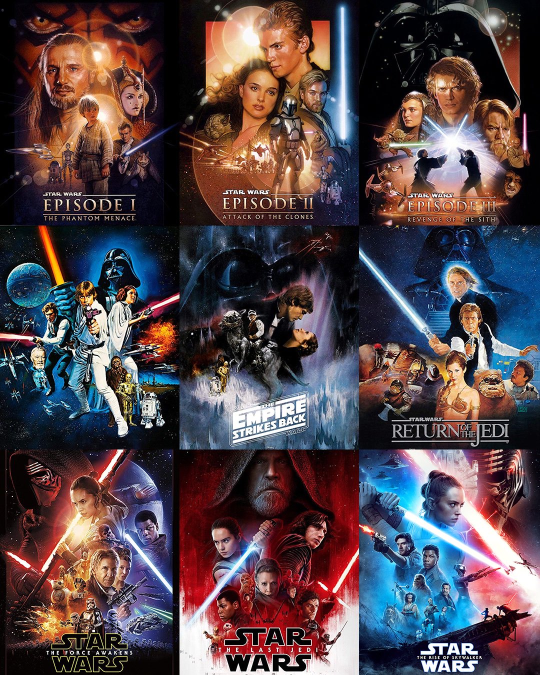 how long are all 9 star wars movies combined?